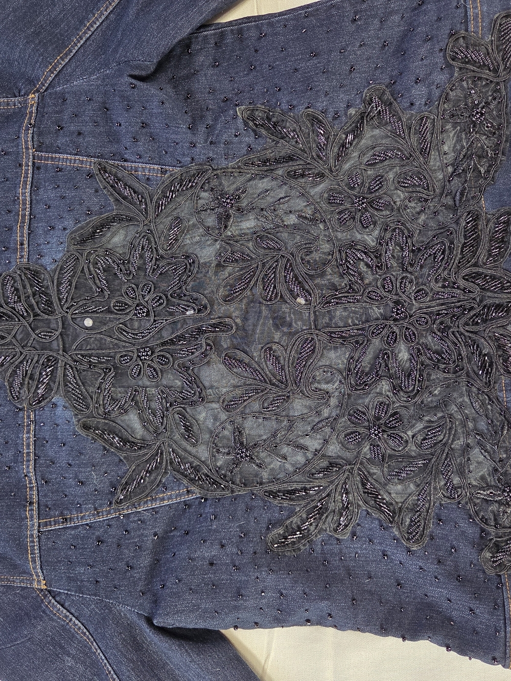Dark Wash Embellished Denim Jacket Women’s Medium Boho Western - Picture 11 of 11